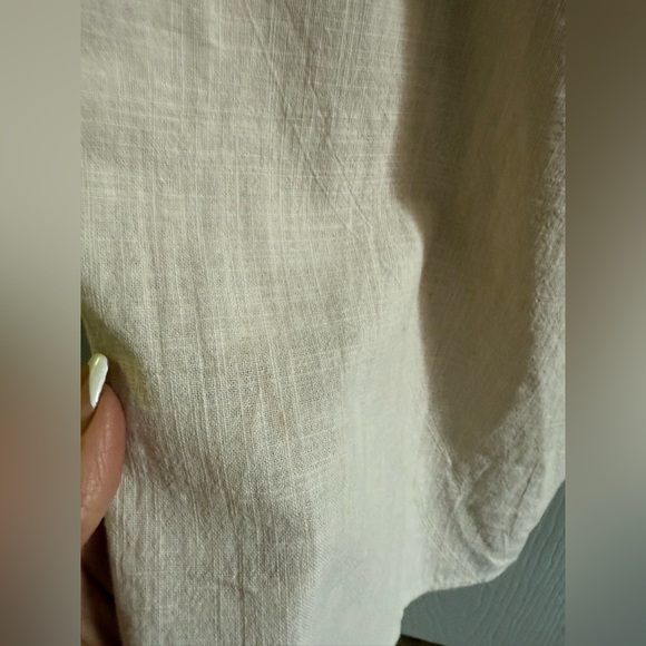 Lovestitch 100% Cotton Cutout Midi Shirt Dress Beige Button Front Long Sleeves - Picture 7 of 7